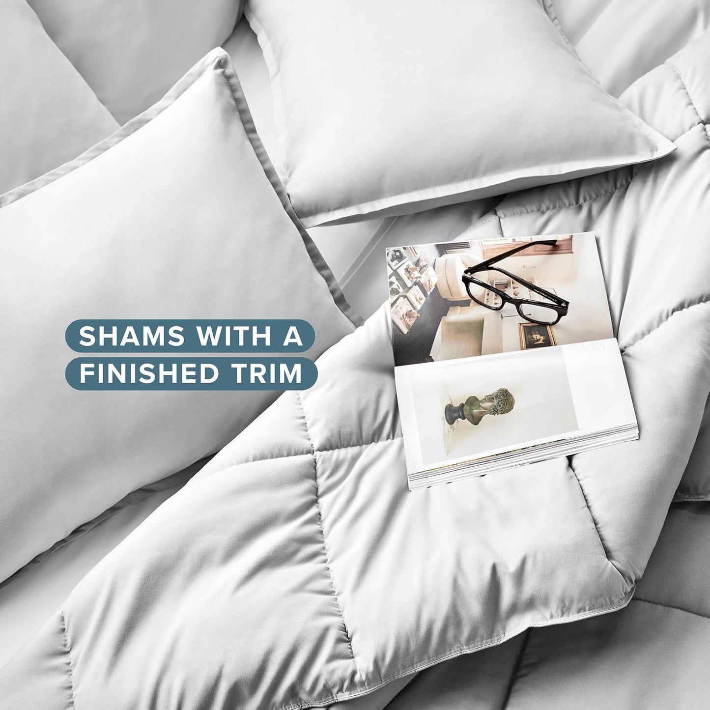 Bare Home Comforter Set - King/California King Size - Ultra-Soft - Goose Down Alternative - Premium 1800 Series - All Season Warmth (King/Cal King, Cloud Grey)