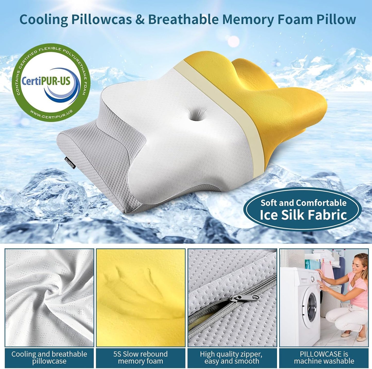 Cervical Neck Pillow for Pain Relief - Cooling Side Sleeper Pillow for Sleeping, Ergonomic Memory Foam Pillows for Neck Support, Contour Orthopedic Bed Pillow for Back Stomach Sleepers