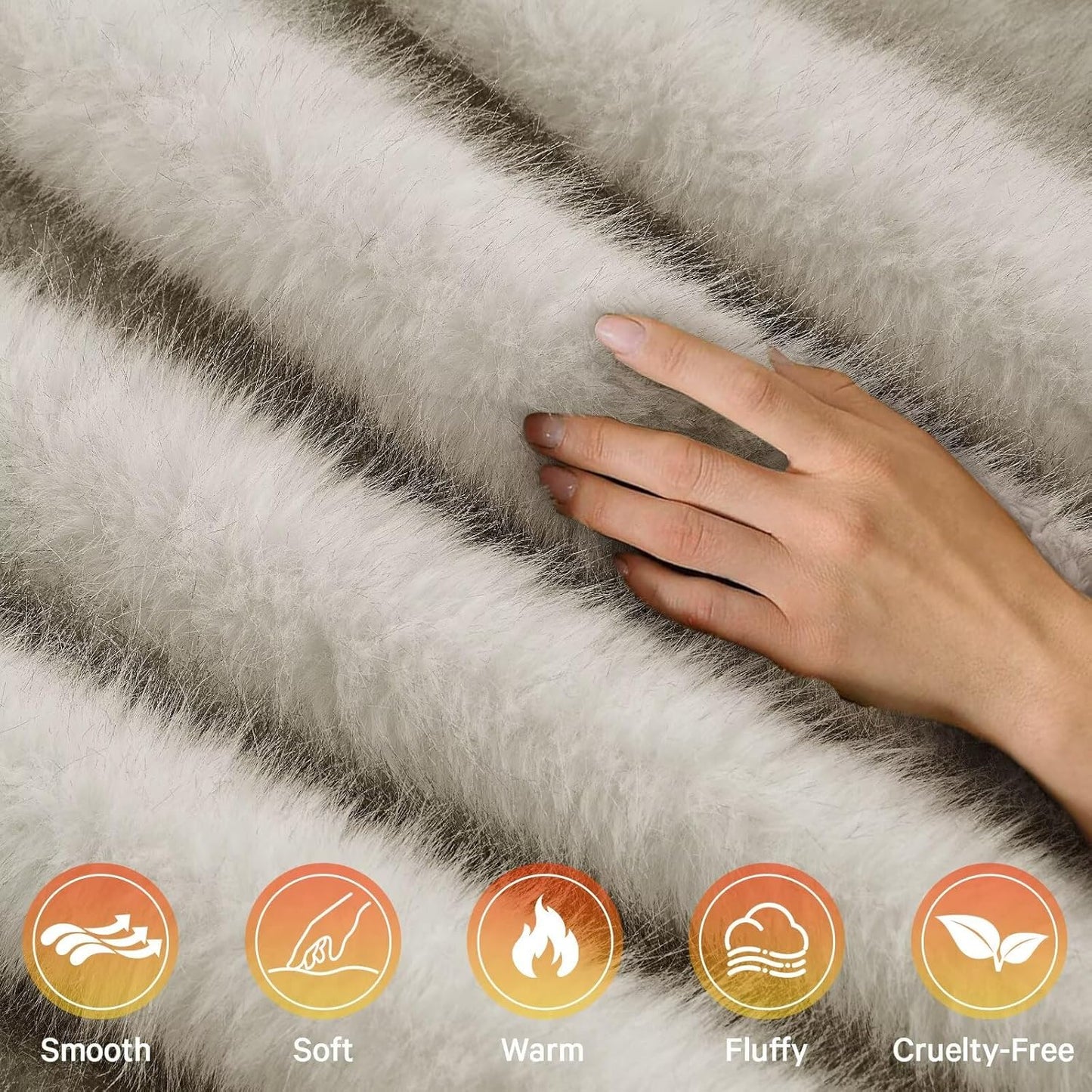 Heated Electric Blanket Twin, Octrot 60"X80" Faux Fur Heating Blanket Luxury Christmas Gifts Heavy Plush with 10 Heats Levels & 8 Hours Auto Off,Super Cozy Warm Fuzzy,Fluffy Decor Winter Warming,Beige