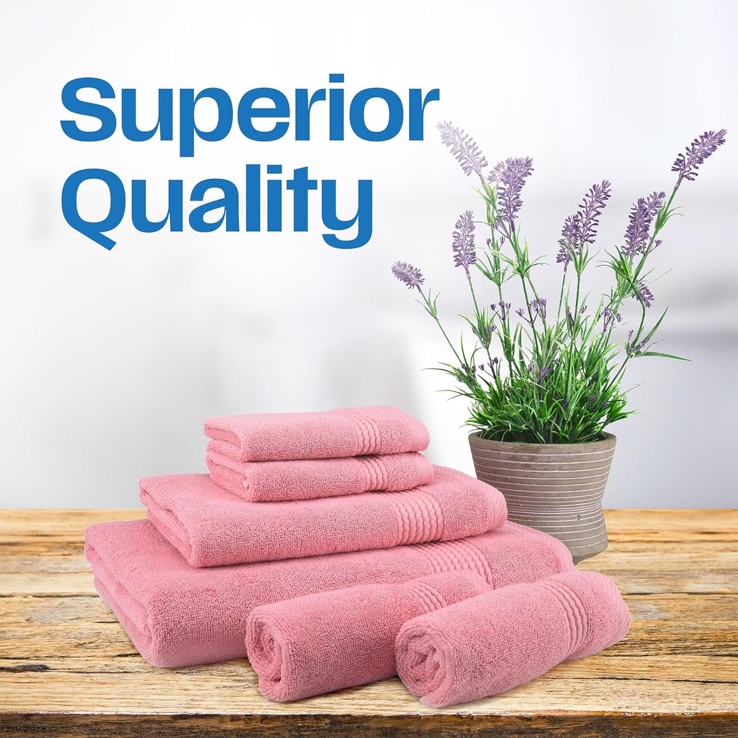 East'N Blue Lara Premium Bath Towel Set 6 Piece - Soft & Highly Absorbent Bathroom Towel Set, 100% Luxury Turkish Cotton, Flannel Bath Towels, 1 Bath Towel, 1 Hand Towel, 4 Washcloths - Rose
