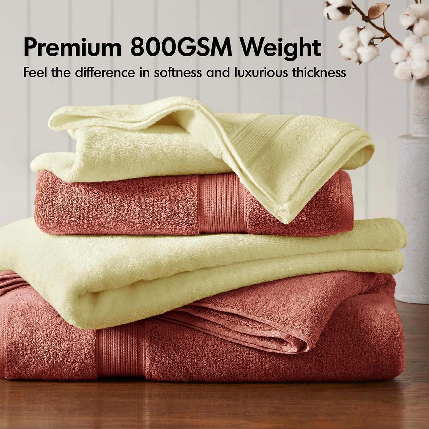 Madison Park 800GSM Bathroom Towel Set of 8 100% Cotton Bath Towel Set for Bathroom Luxurious Highly Absorbent 2 Bath Towels 2 Hand Towels 4 Washcloths Quick Dry Spa Quality Coral