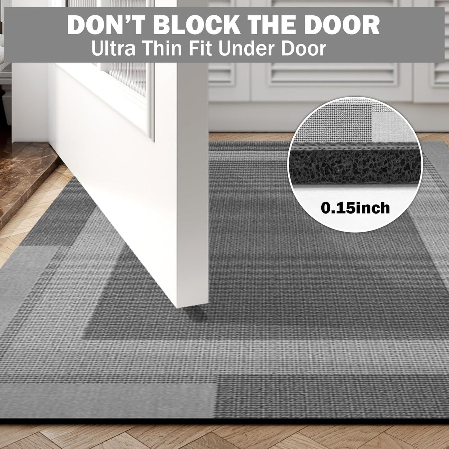 Extra Long Non Slip Bathroom Runner Bath Mat, Rubber Backing Ultra Thin Bath Rug Fit Under Door Quick Dry Super Absorbent Washable Shower Mat for Bathroom Floor Bathtub Sink, Dark Grey 24"x70"