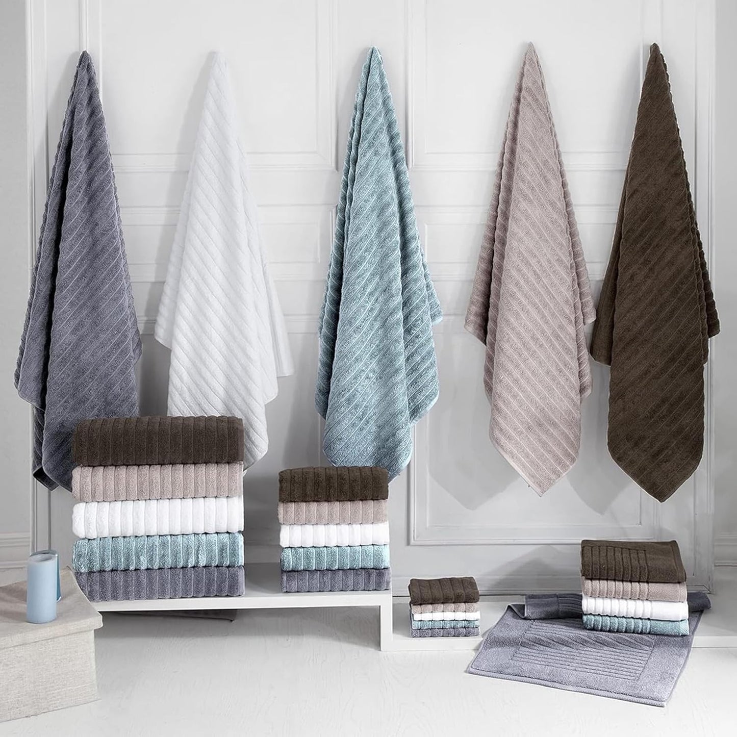 Classic Turkish Towels CTT - Premium 2 Piece Jumbo Bath Sheets, 100% Turkish Cotton, Absorbent & Ultra Comfy Bath Towel Sheets for Hotels & Spa | 40"x65" (White)