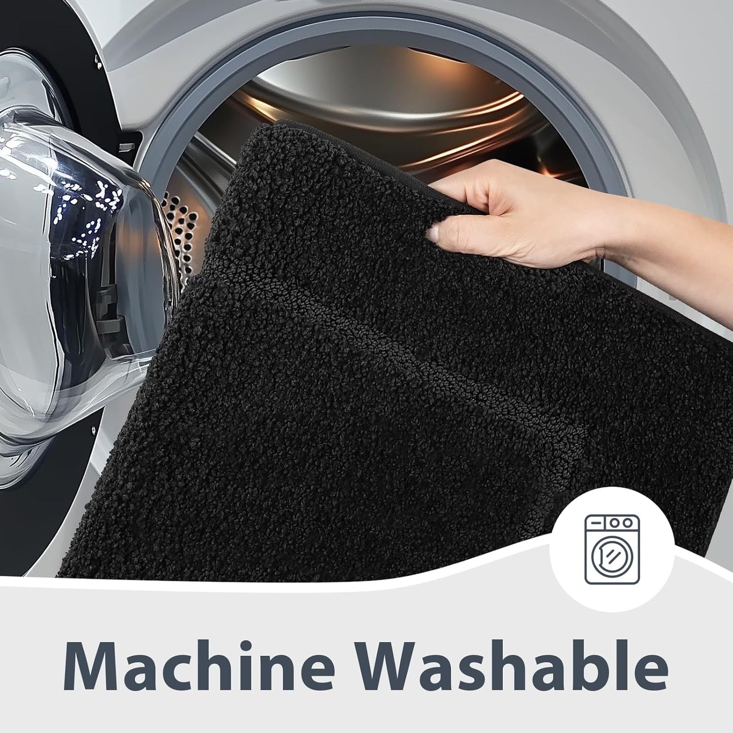 Bathroom Rugs 20" x 30", Non-Slip Extra Soft Absorbent Bath Rugs, Machine Washable Quick Dry Bath Mats for Bathroom Floor, Shower, Bathtub and Sink, Black