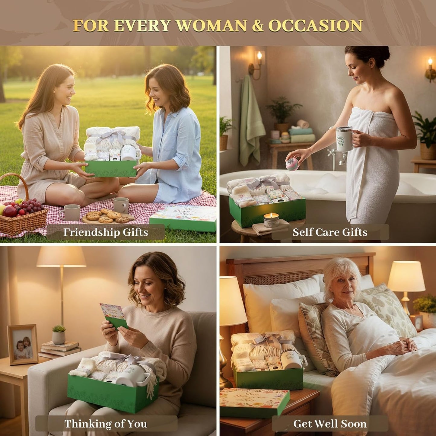 Self Care Gifts for Women Get Well Soon Gift Baskets,Christmas Birthday Gifts for Women Spa Care Package,Thank You Thinking of You Sympathy Gift Box for Mom, Her, Friend, Sister, Wife