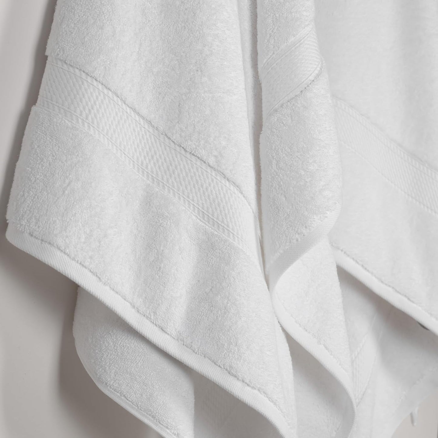 Superior Egyptian Cotton Pile Bath Towel Set of 2, Ultra Soft Luxury Towels, Thick Plush Essentials, Absorbent Heavyweight, Guest Bath, Hotel, Spa, Home Bathroom, Shower Basics, White