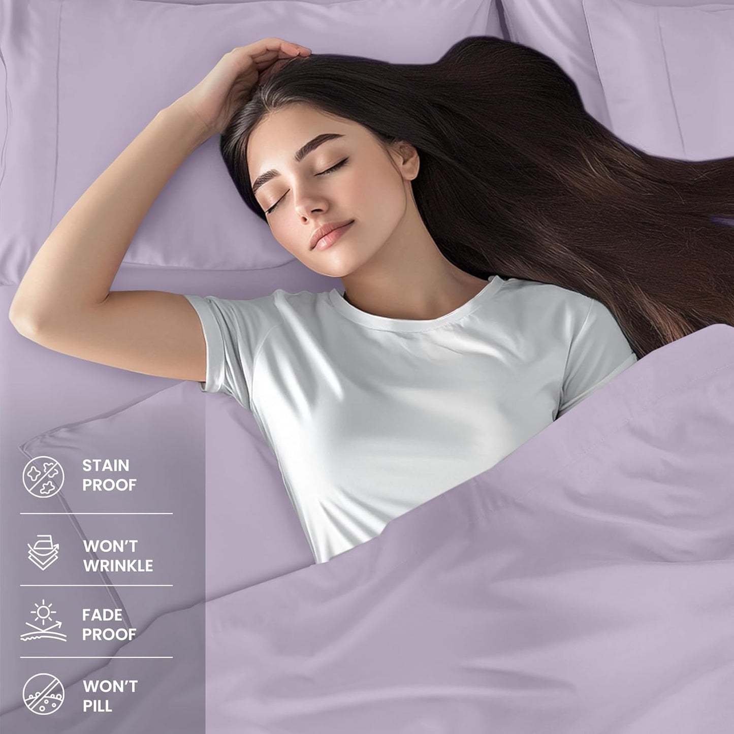 Utopia Bedding Full Sheet Set – 4 Piece Bed Sheets for Full Size Bed, Soft and Breathable Microfiber, Includes 1 Fitted Sheet, 1 Flat Sheet and 2 Pillowcases (Lavender)