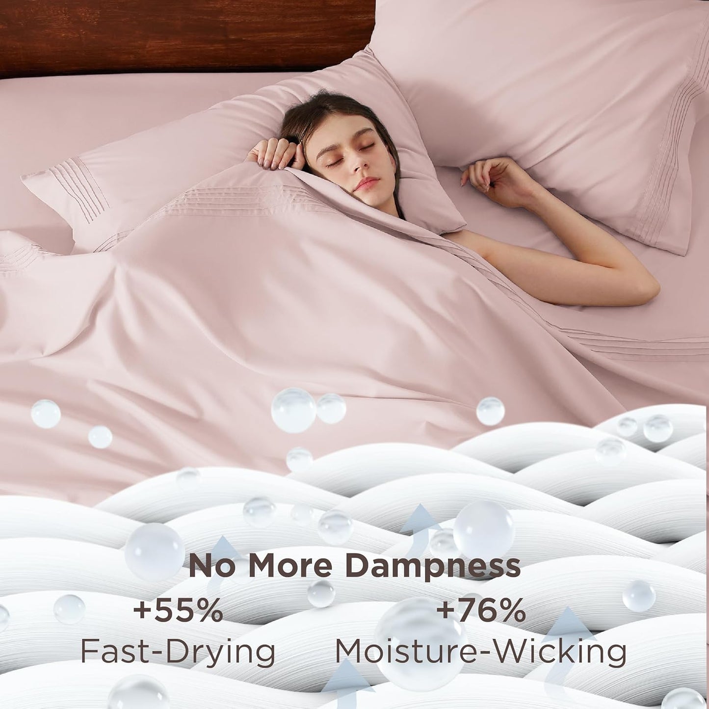 Bedsure Deep Pocket Full Size Bed Sheets Set - Fits Mattresses Up to 21 Inches Thick - 4 Piece GentleSoft Bed Sheets, Moisture Wicking, Cooling Bedsheet & Pillowcases, Easy & Secure Fit, Blush Pink