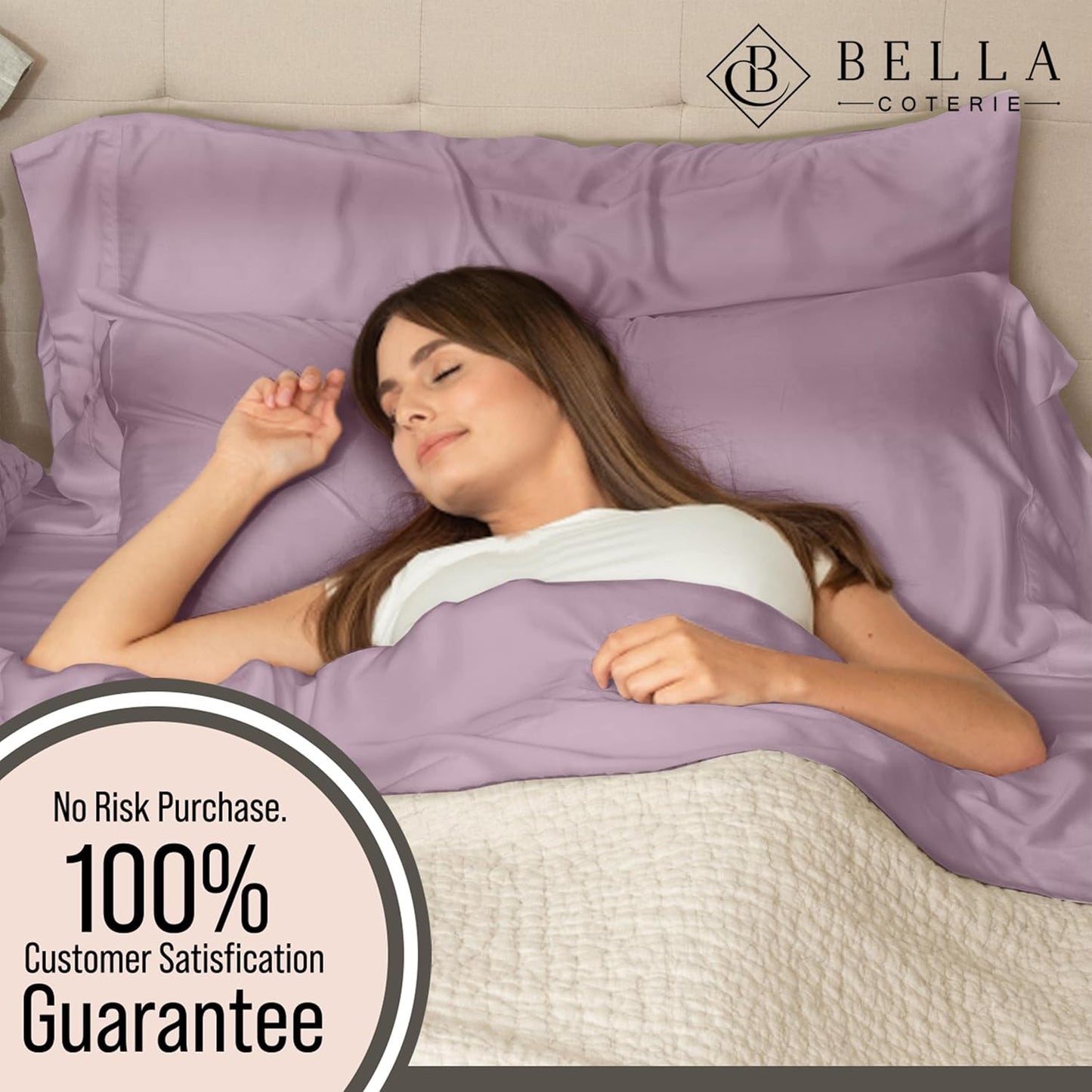 Bella Coterie Luxury Bamboo Viscose King Size Sheet Set | 100% Organically Grown | Ultra Soft | Cooling for Hot Sleepers | 18" Deep Pocket [Lilac]