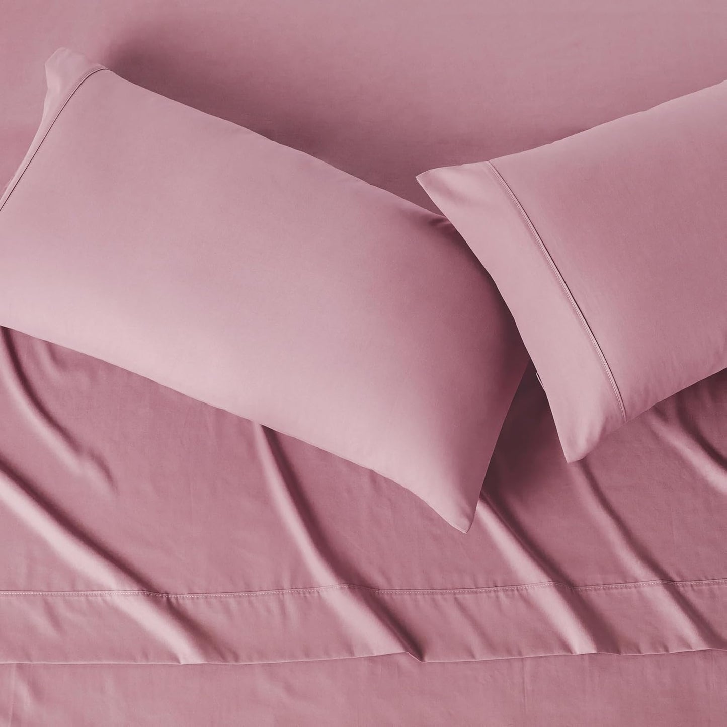 Amazon Basics Lightweight Microfiber 4-Piece Bed Sheet Set, Rose, Solid, King