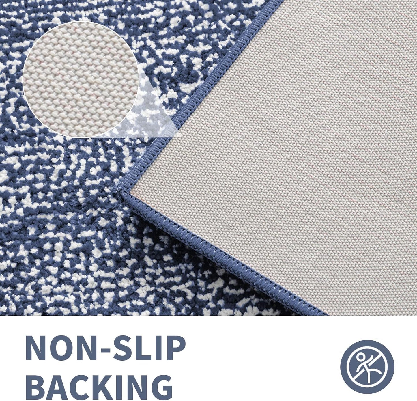 CozeCube Bath mats for Bathroom Non Slip, Fluffy Absorbent Microfiber Bath mat Washable, Aesthetic Bathroom Rugs, Cute Navy Blue Bath mat, Navy Blue, 32" x 20"