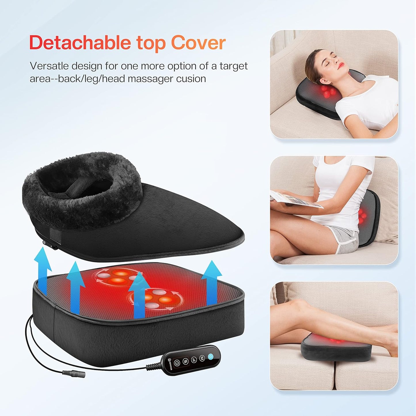 COMFIER Foot Massager with Heat, Electric Foot Warmer, Shiatsu Feet Massager Machine for Plantar Fasciitis,Neuropathy, 2-in-1 Foot & Back Massager, Foot Heater,Christmas Gifts for Women,Men