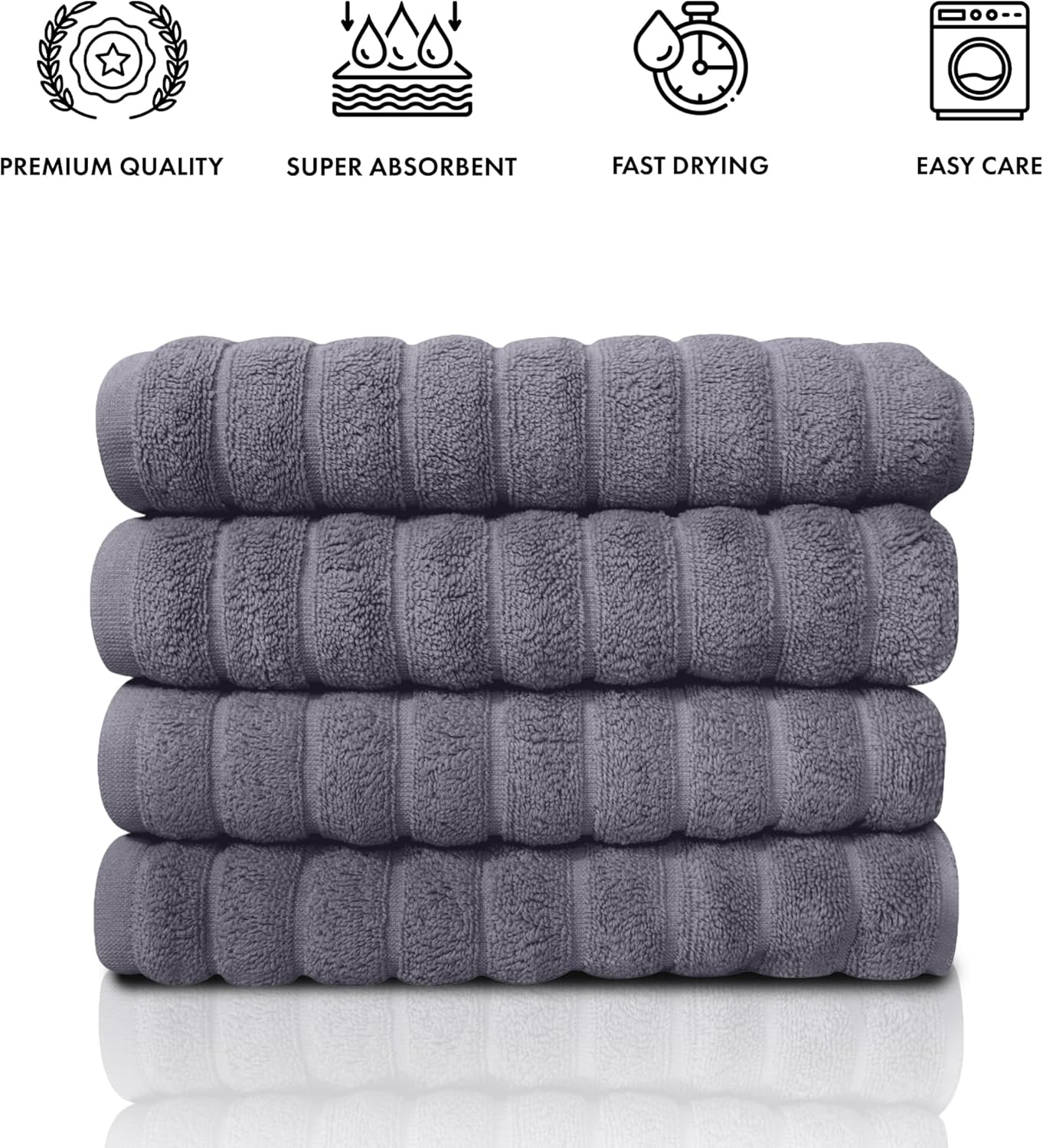 Classic Turkish Towels CTT Luxury Hand Towels for Bathroom Set of 4, 100% Turkish Cotton, Quick Dry & Comfy Towels for Hotel & Spa, Highly Absorbent | 20"x32" (Grey)