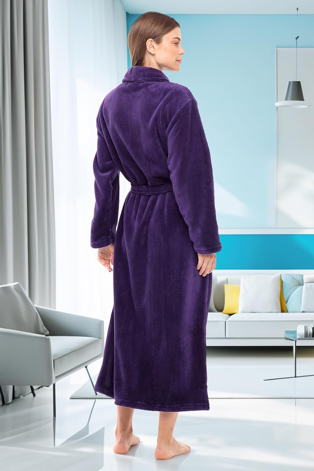 Alexander Del Rossa Plush Robe for Women, Long Fleece Winter Bath Robe, Plus Size