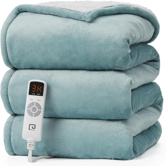 EHEYCIGA Heated Blanket - Full Size, 9 Heating Levels, 10 Hour Auto Off, Soft Cozy Sherpa Washable Blanket, 72 x 84 Inches