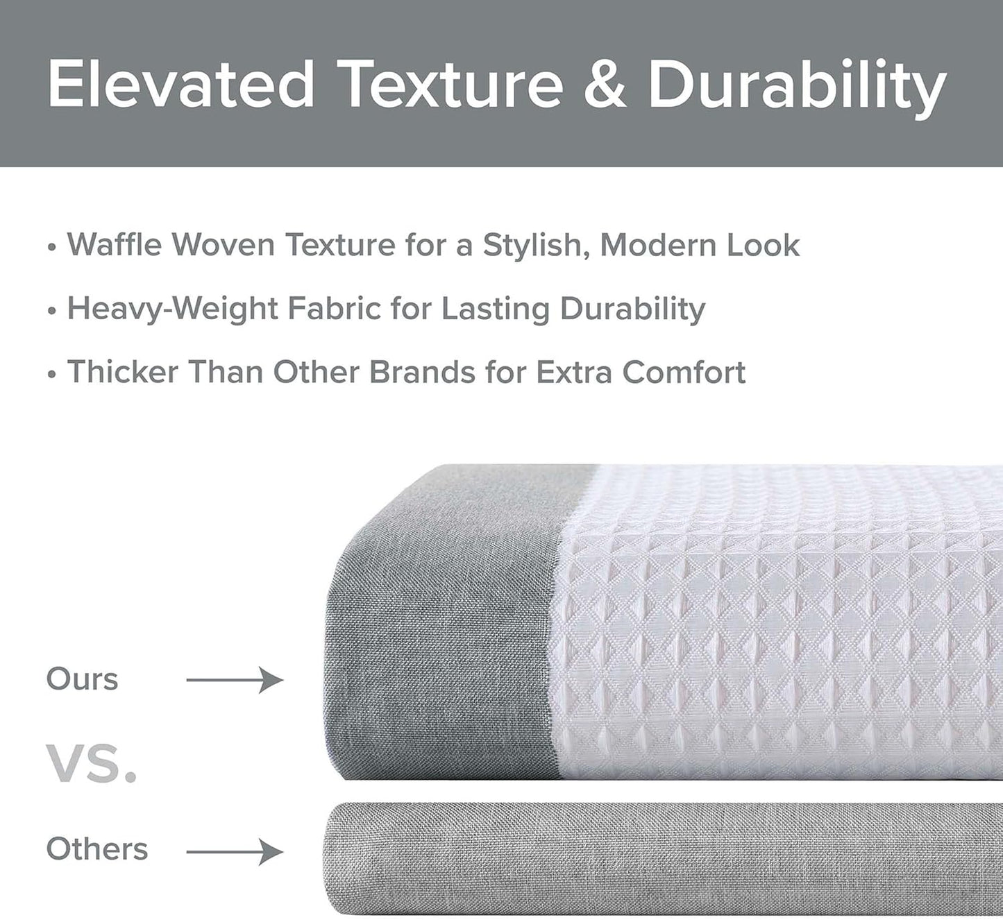 Madison Park Spa Waffle Shower Curtain Pieced Fabric with 3M Scotchgard Moisture Management Modern Home Bathroom Decorations, Tall 72"x84", Grey