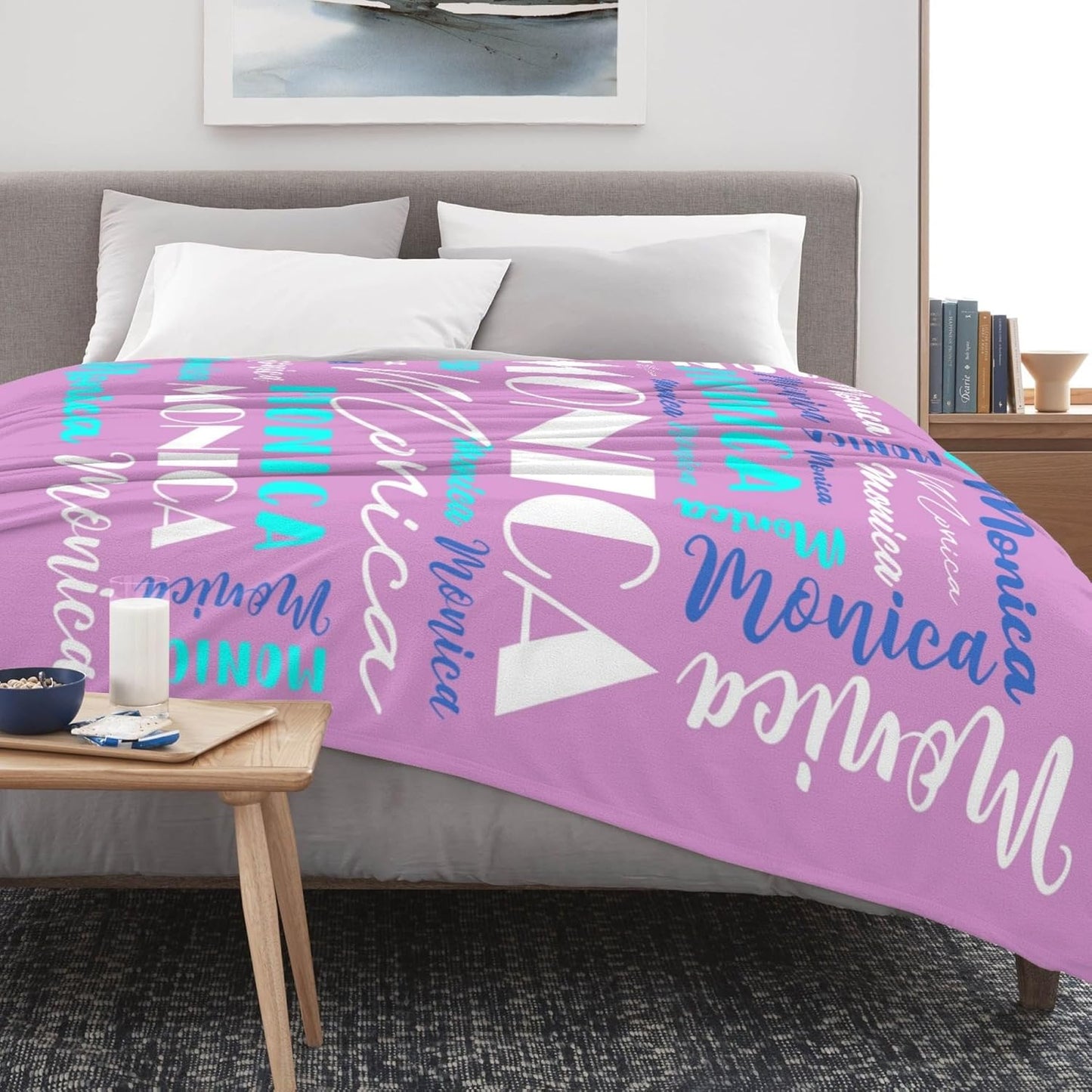Name Blanket Personalized Blanket for Adult Kids Flannel Customize Throw Blanket Custom (Color 27, 50 x 60 Inches)