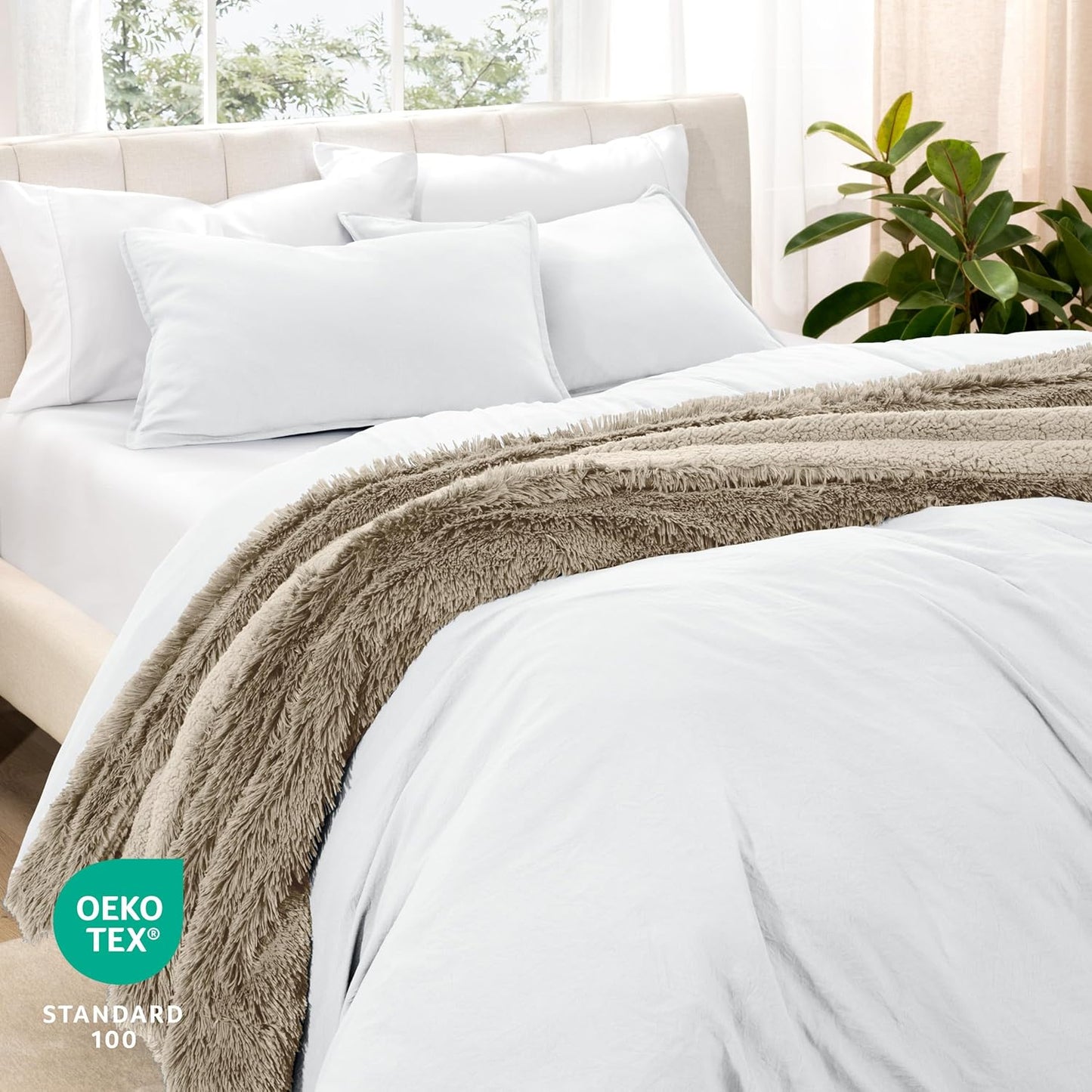 Bare Home Microfiber Duvet Cover Set - Ultra Soft Washed Microfiber - Oversized Queen Size - Linen-Like Look - Easy Care - Breathable Fabric - Our Softest Duvet Cover Set (Oversized Queen, White)