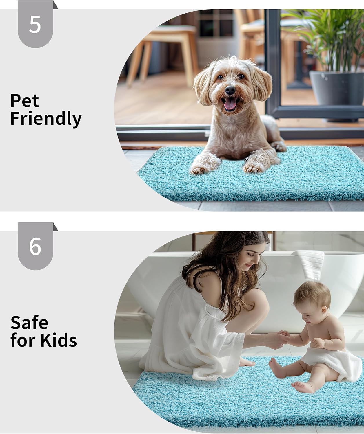 Bathroom Runner Rug 24x70 Teal Non Slip Fluffy Long Bath Mat for Bathroom Floor Washable Plush Luxury Large Bath Rug for Tub Absorbent Runner Rug for Bedside