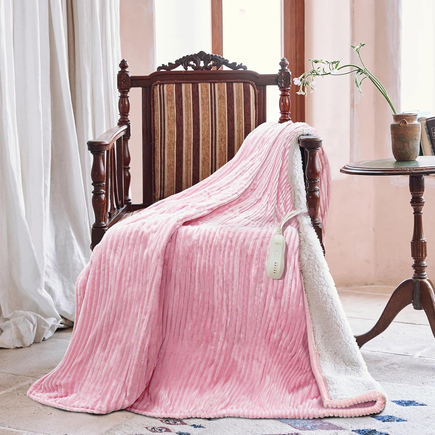 Heated Blanket Electric Blanket Throw 50”X60”-Heating Throw with 5 Heat Settings-3 Hours Auto Off,ETL Certified,Machine Washable (Pink)
