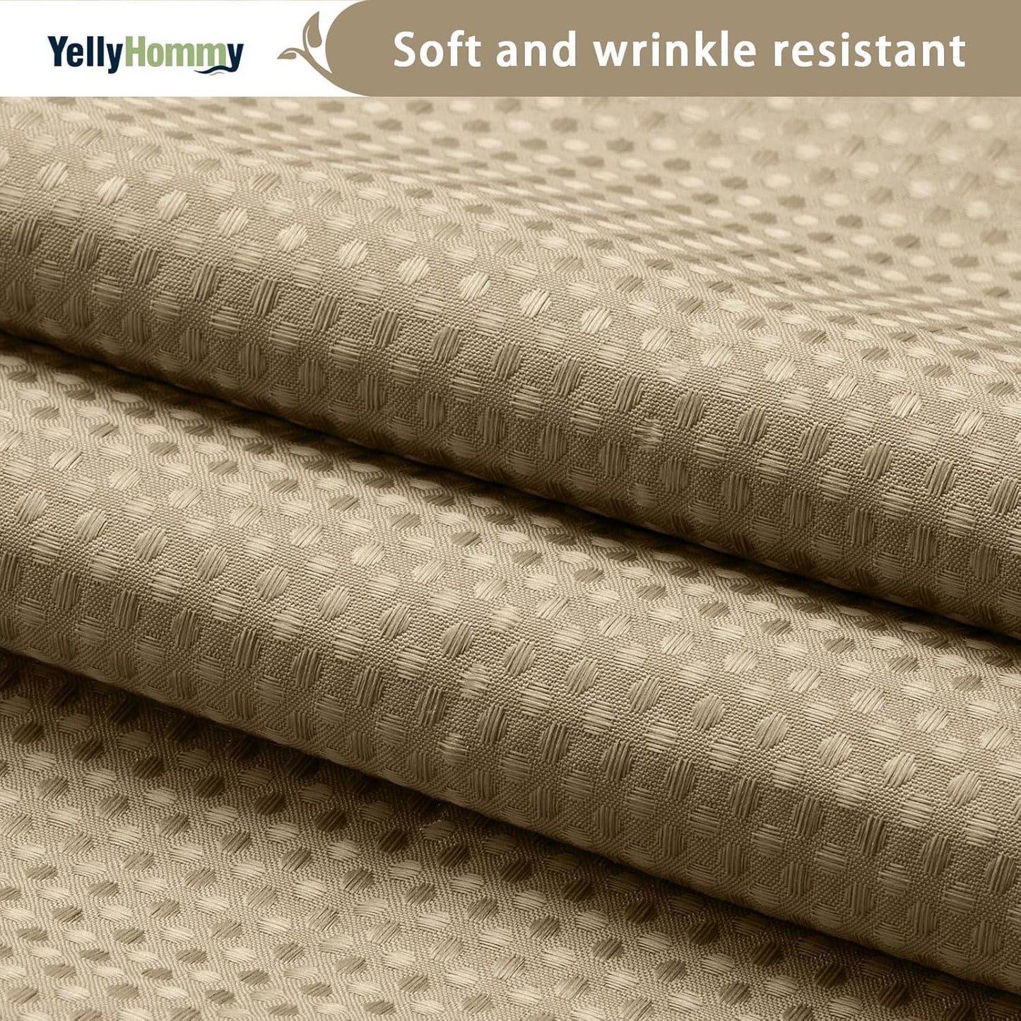 YellyHommy No Hook Shower Curtain with Snap in Liner Set Less Time Beige Waffle Shower Curtain for Bathroom 75" L x 72" W