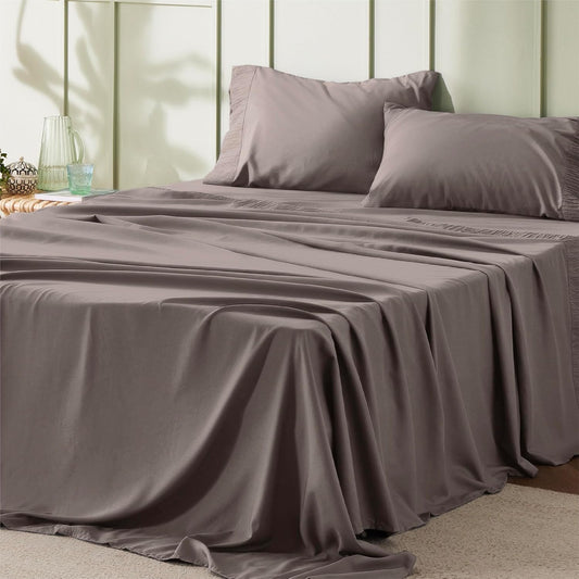 Bedsure California King Sheet Sets - 4 Pieces Soft Cal King Sheets - Breathable & Cooling - Hotel Luxury - Easy Care Polyester Microfiber Bedding for Women, Men, Taupe