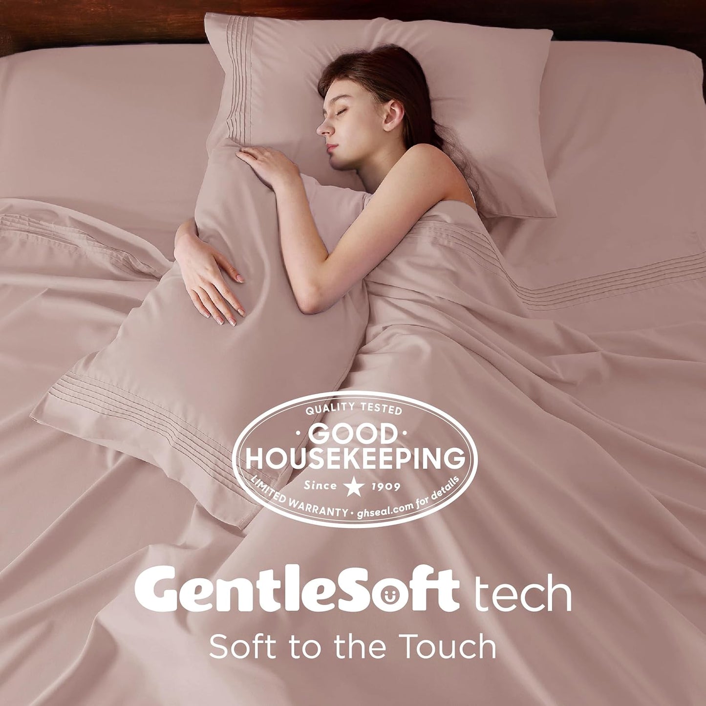 Bedsure Twin XL Sheets Dorm Bedding, GentleSoft Breathable Extra Long Twin Sheets & Pillowcases, Moisture Wicking Cooling, Deep Pocket Fits Mattress Up to 21 Inches Thick, Dusty Pink
