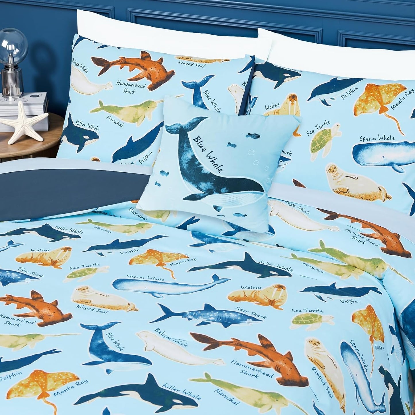 Kids Comforter Set Full Size for Boys, Glow in The Dark Sea World Bedding Set 1 Comforter, 1 Decor Pillow, 2 Pillow Shams