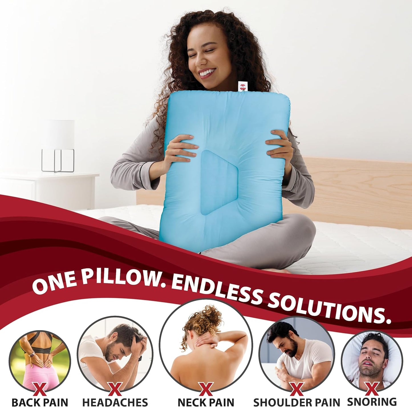 Core Products Tri-Core Cervical Support Pillow – Firm Orthopedic Neck Pillow for Pain Relief, Great Gift for Back and Side Sleepers – Ergonomic Contour Pillow – Assembled in USA, Petite Size