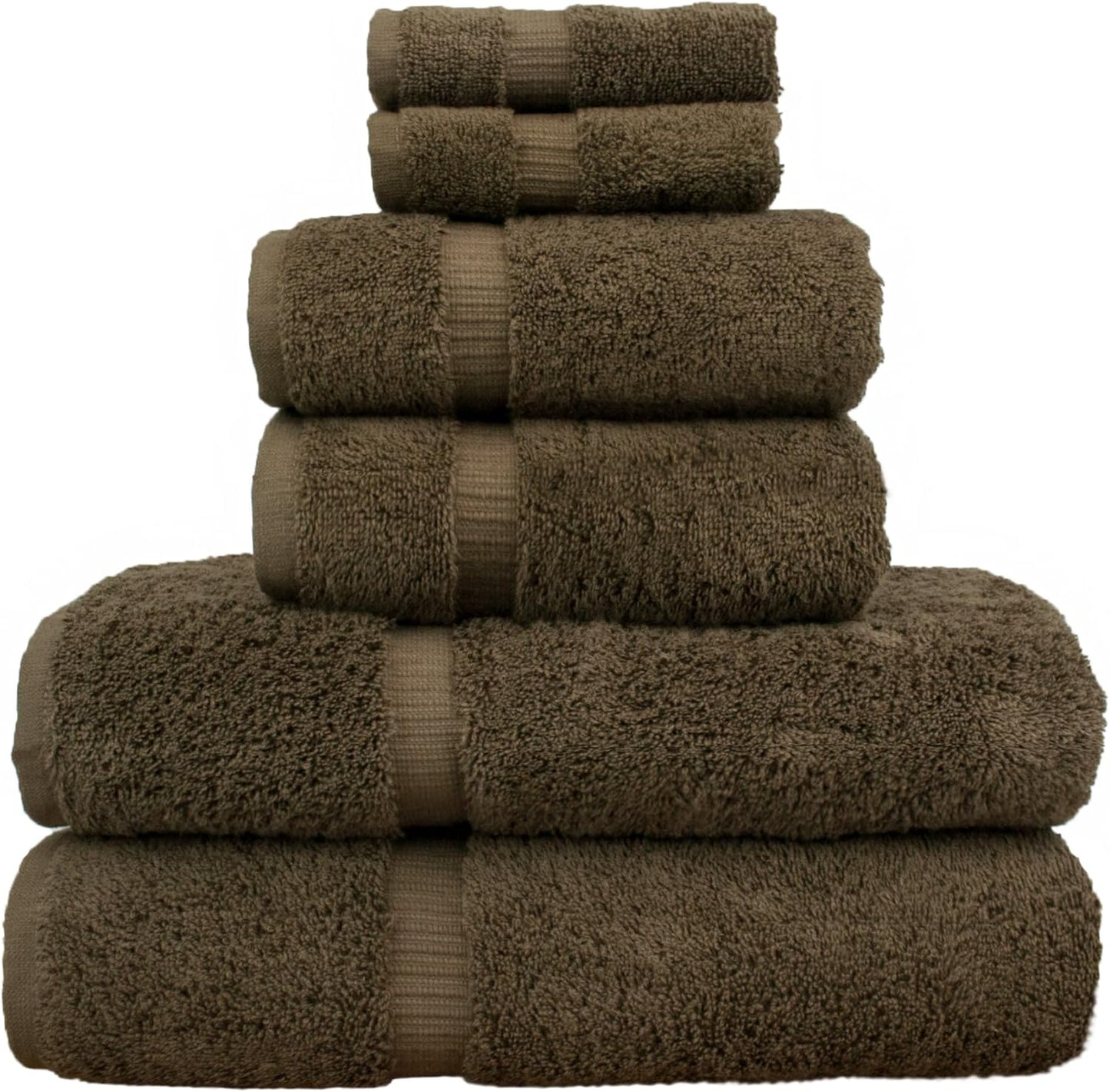 BC BARE COTTON Luxury Hotel & Spa Quality Collection, Highly Absorbent & Quick Dry 100% Turkish Cotton, 750+ GSM, Eco Friendly Towel, Dobby Border Towels (6 Piece, Cocoa)