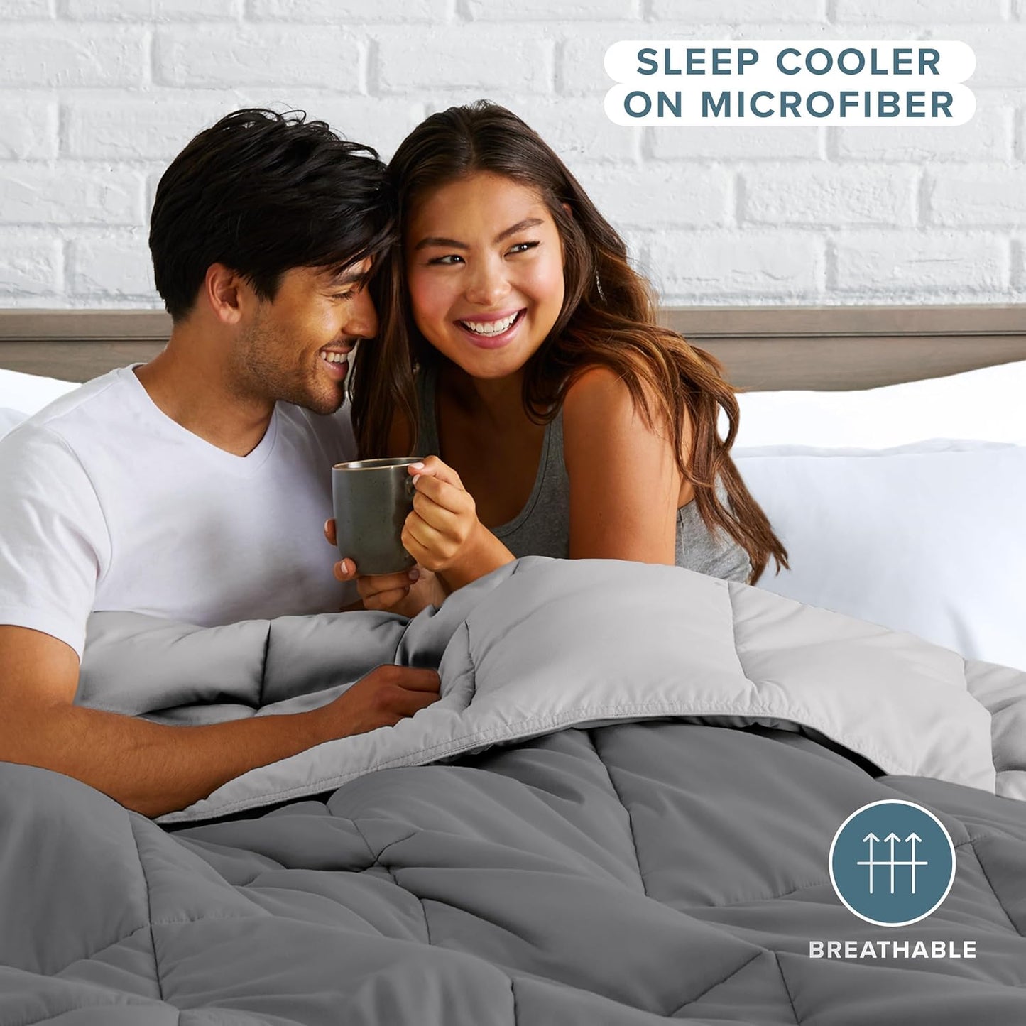 Bare Home Full Comforter - Reversible Colors - Goose Down Alternative - Ultra-Soft - Premium 1800 Series - All Season Warmth - Bedding Comforter (Full, Grey/Light Grey)