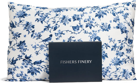 Fishers Finery 25mm 100% Pure Mulberry Silk Pillowcase (Tea Cup Print, Standard)