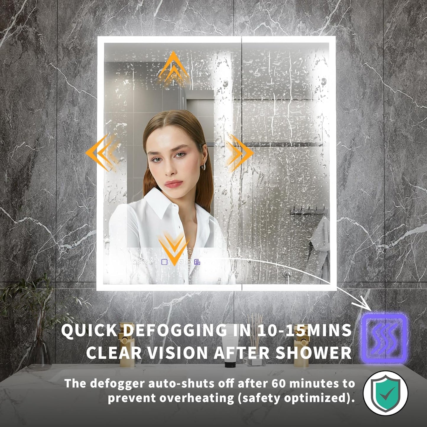 Lighted Medicine Cabinet with Mirror 30"x32" Recessed LED Medicine Cabinet Mirror, Front&Backlit, 3-Color Temperatures, Stepless Dimming, Anti-Fog, Magnifier, 2 Outlets, Storage Shelves, ETL Certified