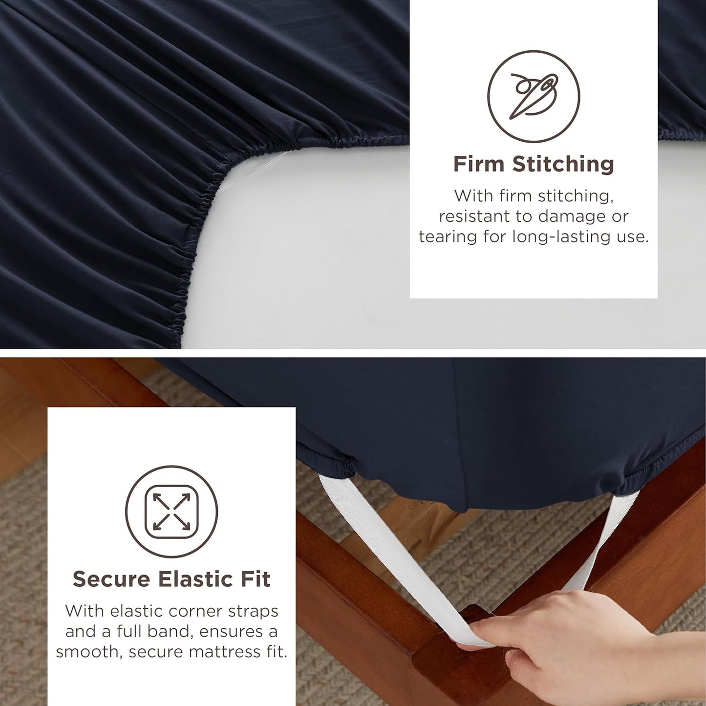Bedsure Deep Pocket Full Size Bed Sheets Set - Fits Mattresses Up to 21 Inches Thick - 4 Piece GentleSoft Bed Sheets, Moisture Wicking, Soft & Cooling Bedsheet & Pillowcases, Easy & Secure Fit, Navy