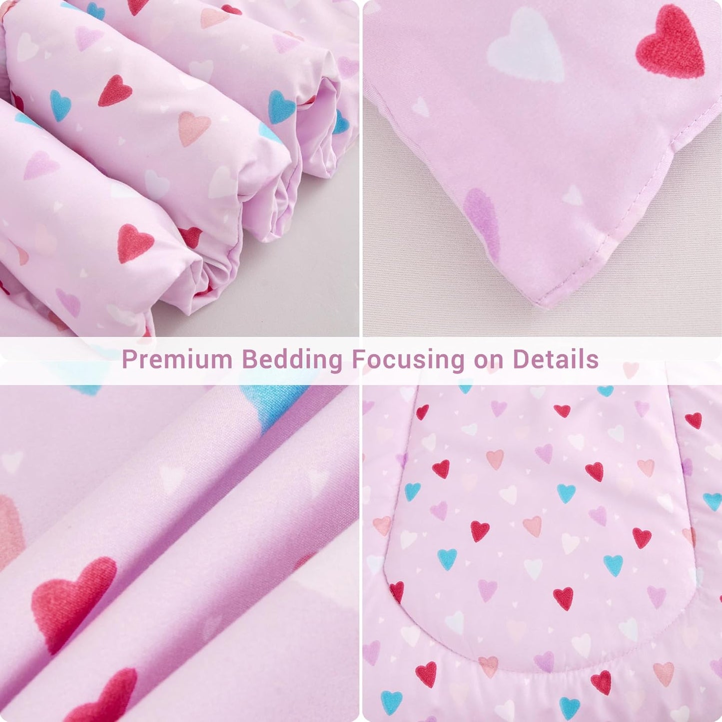 Viviland Kids Twin Bedding Sets for Girls, Soft Microfiber Twin Comforter Sets, Purple Heart