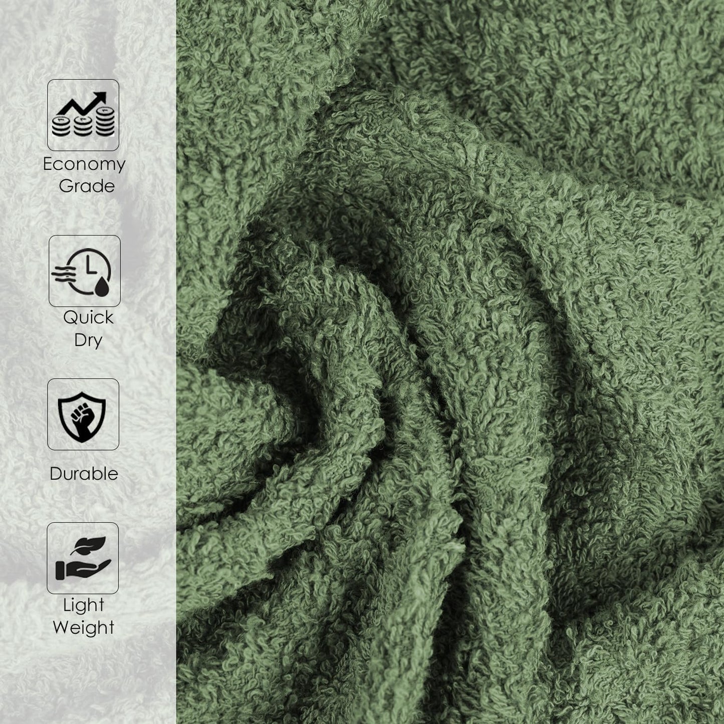 24 Pack Green Hand Towel 100% Cotton Spa Towel – 16x26 inches Highly Absorbable Facial Towels Gym, Hair Towel and Face Towel Bulk Small Towels (Not Bleach Proof)