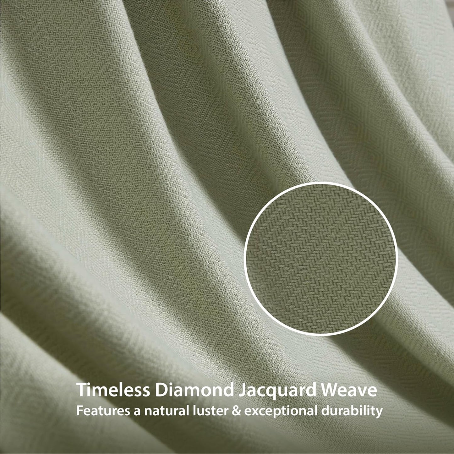 Queen Size Blanket, 70% Rayon (Derived from Bamboo) and 30% Cotton, Lightweight Jacquard Weave, Breathable and Soft Summer Blanket for Bed or Couch, 90” x 90”, Sage Green