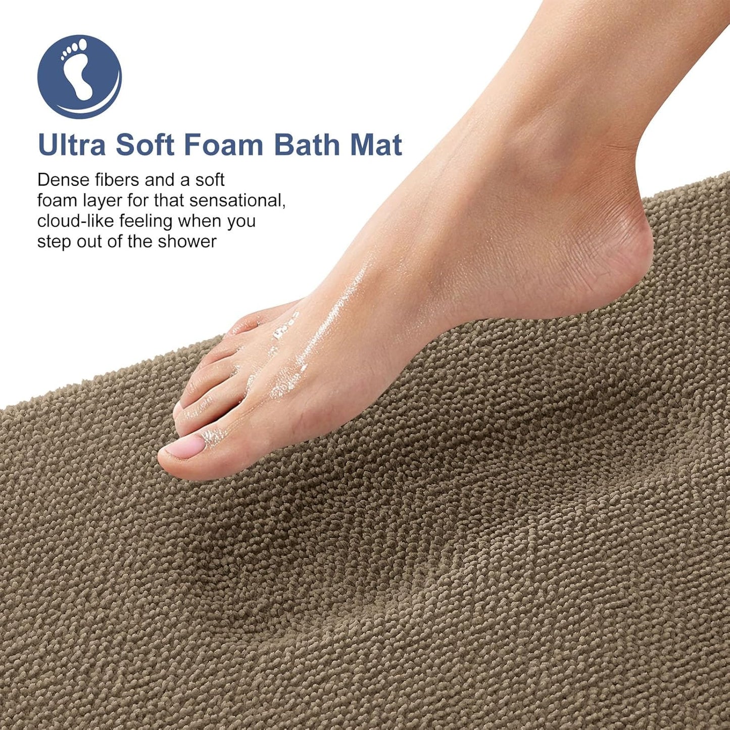 OLANLY Thick Memory Foam Bath Mat Rug 47x17, Extra Soft Absorbent Bathroom Rug, Quick Dry Bath Mats, Non-Slip, Machine Washable Carpet for Bathroom, Tub and Shower, Home Decor Accessories, Tan