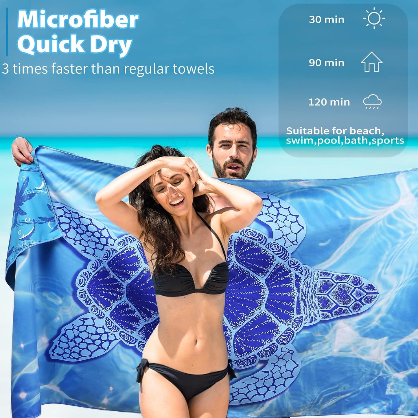 2 Pack Microfiber Thin Beach Towel Lightweight 71x32 Oversized Extra Large Sand Free Towels Quick Dry for Travel Pool Yoga Gym Sports Beach Accessories Vacation Essential Gift