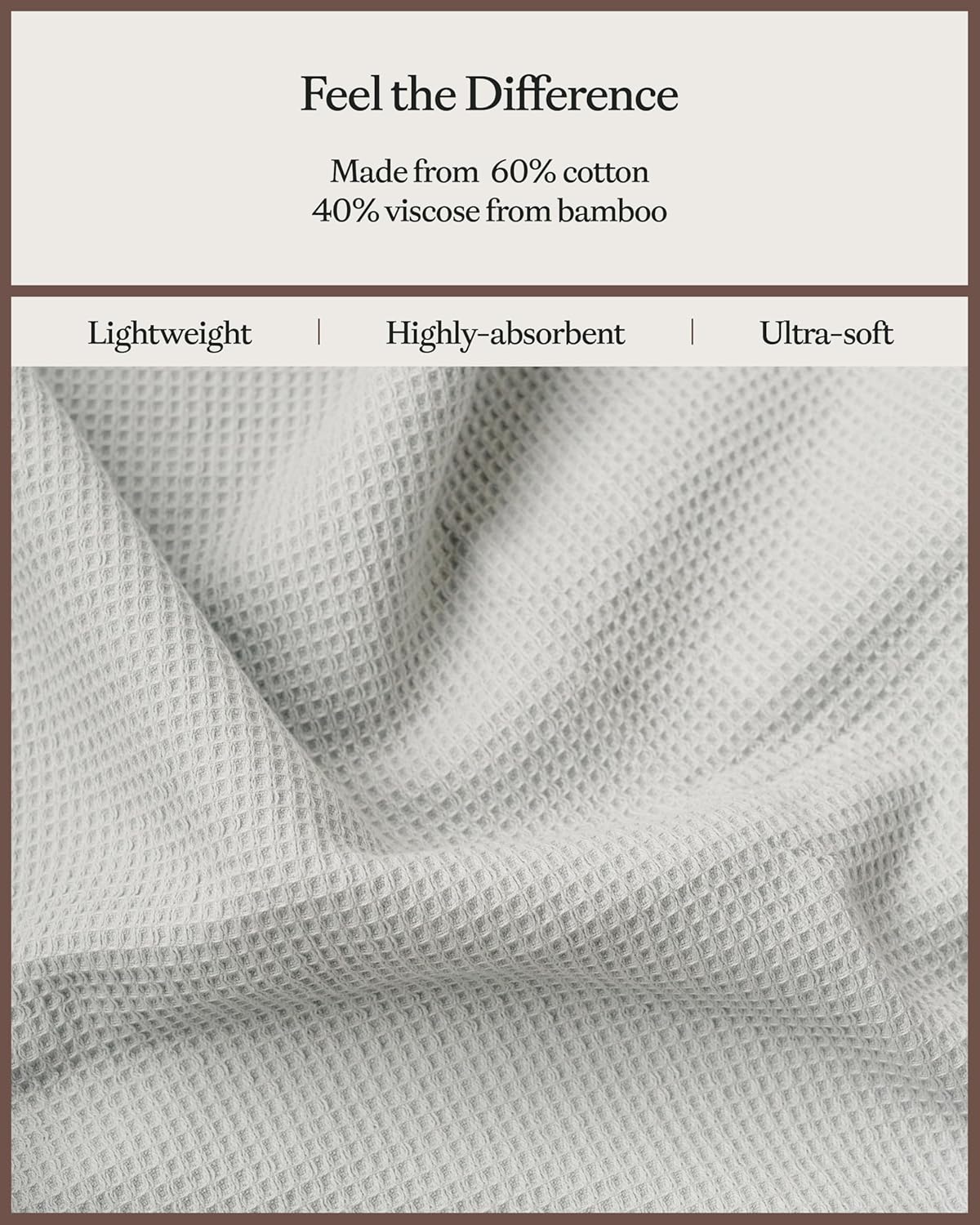 Cozy Earth Waffle Bath Sheets - 60% Cotton 40% Viscose from Bamboo Bath Sheets 40 x 65 Inches - Soft & Absorbent Terry, Reversible Mini Textured Waffle & Weave Pattern - 2 Pack