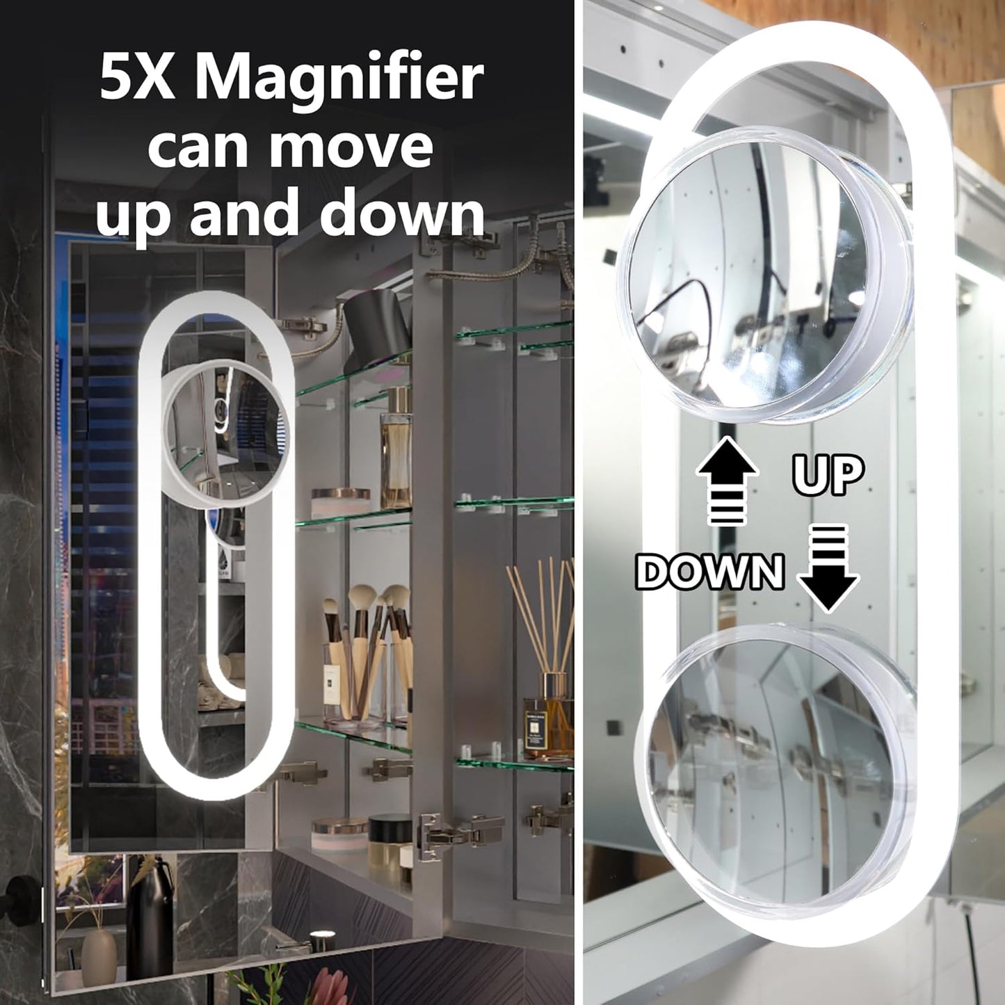 Lighted Medicine Cabinet with Mirror 30"x36" Recessed LED Medicine Cabinet Mirror, Front&Backlit, Anti-Fog, Stepless Dimming, 3-Color Temperatures, Magnifier, 2 Outlets, Storage Shelves, ETL Certified