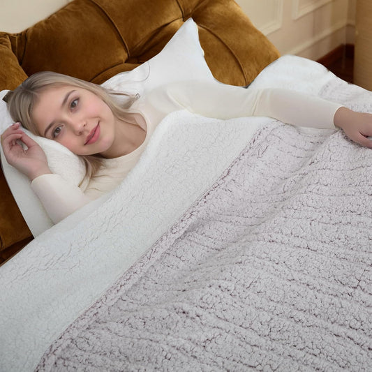 Electric Heated Blanket 6 Heating Settings & 1-10H Auto Off Full 72×84 Double Sided Plush Sherpa Ultra-Soft Warm Thick, Machine Washable, Fast Heating, Home Office Light Gradient Berry Purple