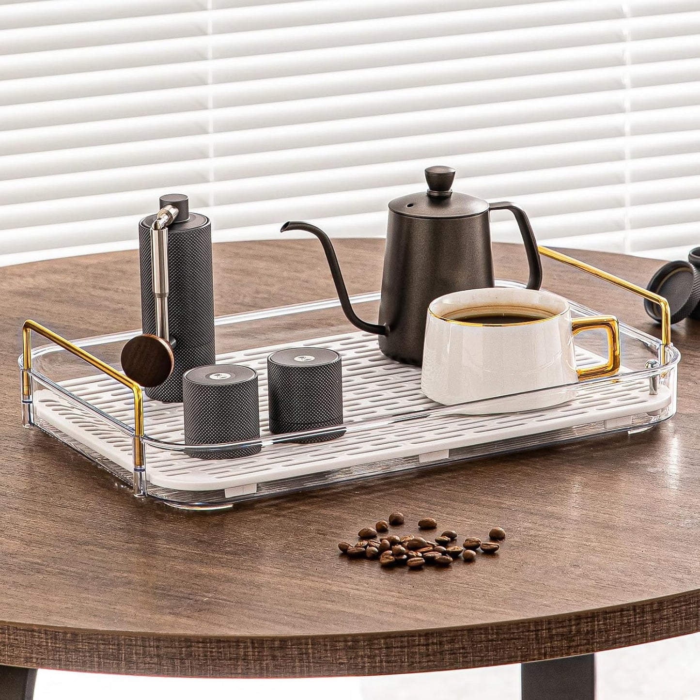 Seoneiro Whiskey Tray, Glass Cup Rack, Mug Holder, Coffee Cup Organizer, Bathroom Countertop with Drain Board Wine Glass Decorative Food Tray, Kitchen Spice Rack