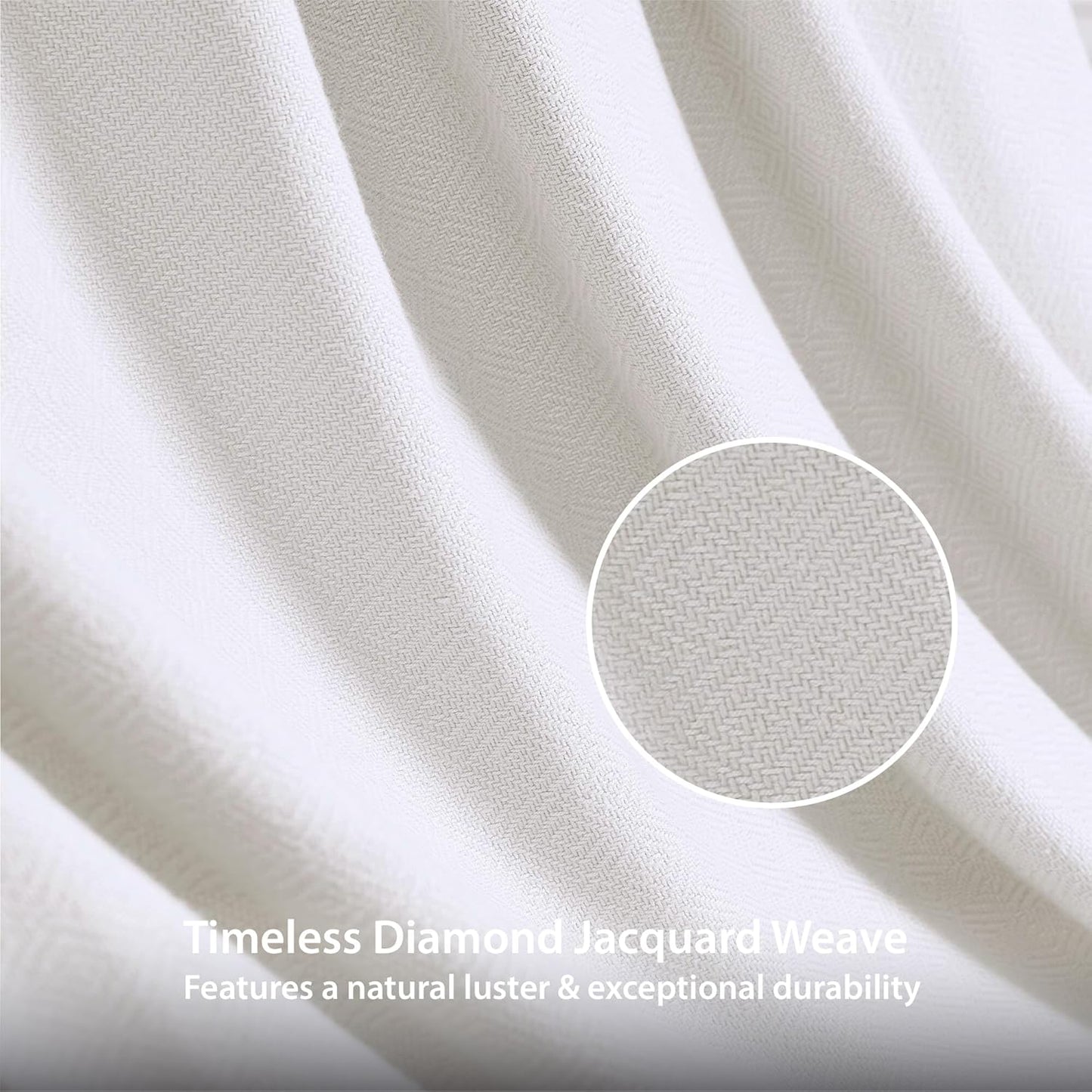 Twin Size Blanket, 70% Rayon (Derived from Bamboo) and 30% Cotton, Lightweight Jacquard Weave, Breathable and Soft Summer Blanket for Bed or Couch, 66” x 90”, White