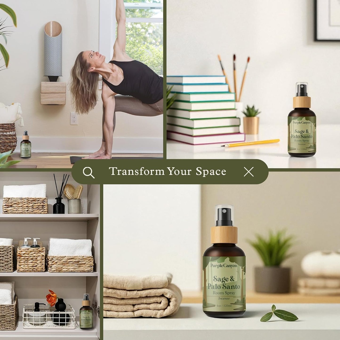 Purple Canyon Sage & Palo Santo Room Spray — 4 oz Natural Linen & Room Freshener — Earthy, Herbal & Woody Fragrance Mist — Cleanse & Refresh Home Atmosphere — Premium Natural Fragrance Oils