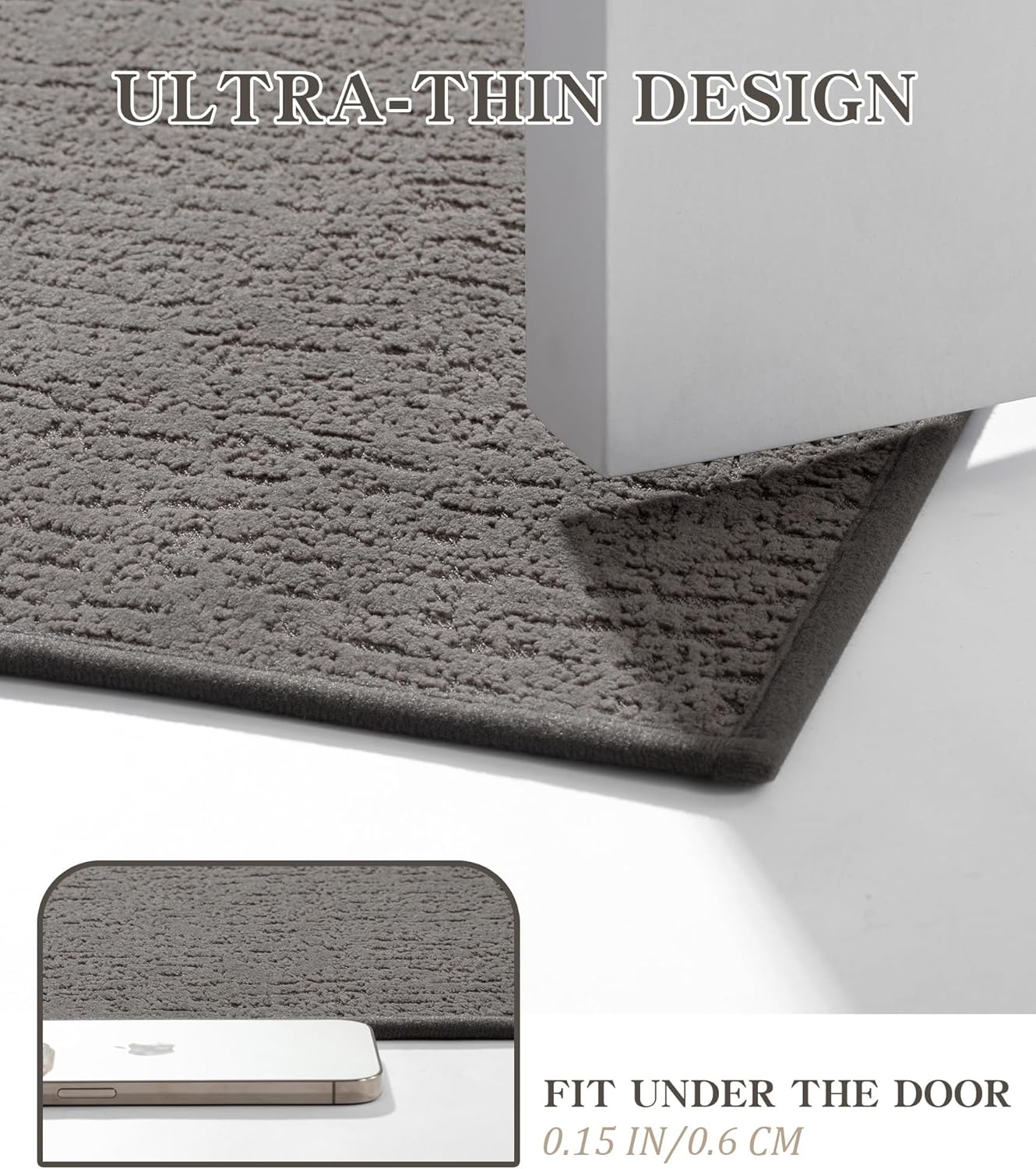 Chakme 2 Piece Bathroom Rug Sets, Ultra Thin Bath Mat Quick Dry, Absorbent, Non Slip, Machine Washable, Dark Grey, 17" x 24"