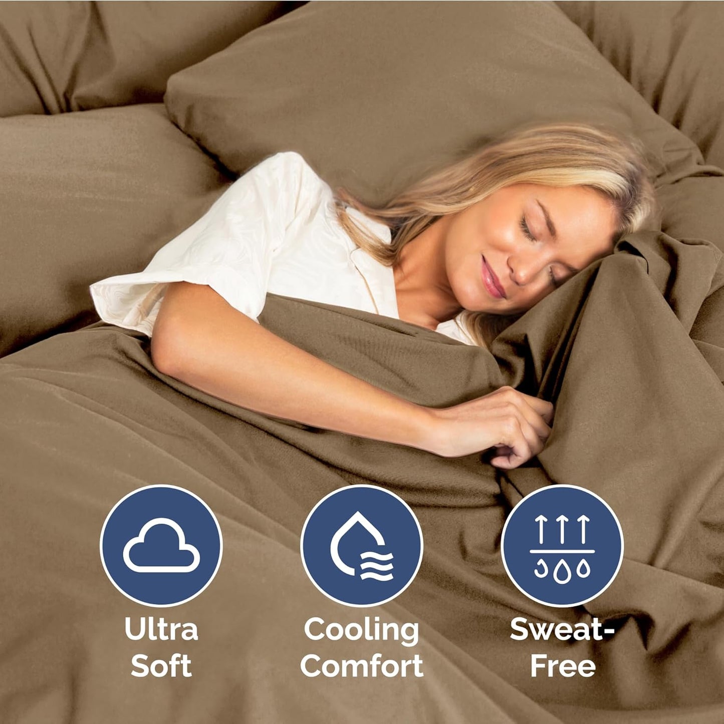 Queen Size 4-Piece Sheet Set - Extra Soft, Breathable & Cooling - Hotel Luxury Durable Bed Sheets - Deep Pockets, Easy-Fit & Wrinkle-Free - Neutral Brown Oeko-Tex
