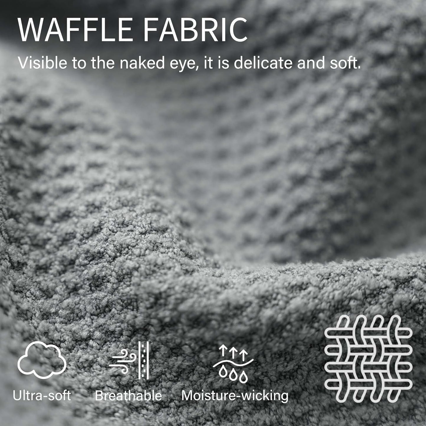 2 Pack Microfiber Hair Towel Wrap for Women, 32" x 11" Waffle Weave Hair Plopping Towel for Curly, Long & Thick Hair, Anti-Frizz Hair Turbans for Wet Hair (White, Grey)