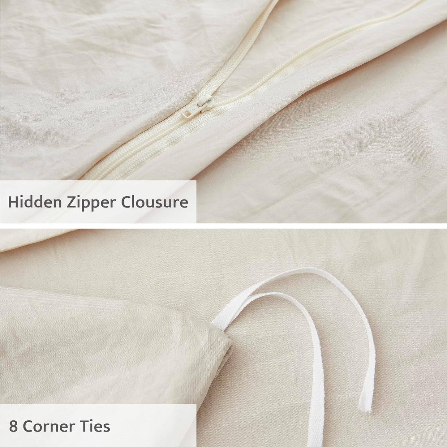 Oli Anderson Light Khaki Duvet Cover King Size - Pleated King Duvet Cover, 3PCS Soft and Breathable Textured Bedding Set with Zipper Closure(Light Khaki,104"x90")