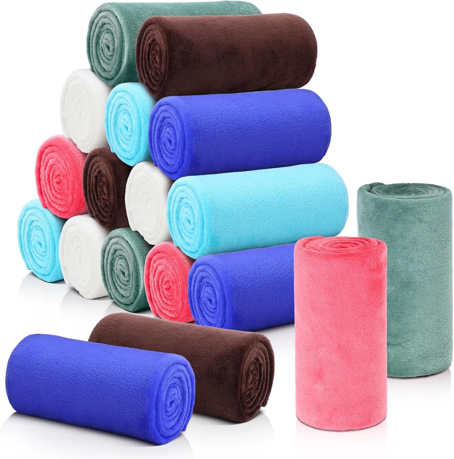 18 Pieces Fleece Blankets Bulk for Wedding 50 x 60 Inch Soft Lightweight Flannel Throw Blankets Bulk for Wedding Guests Home Outdoor Couch Sofa Bed Gifts(Bright Color)